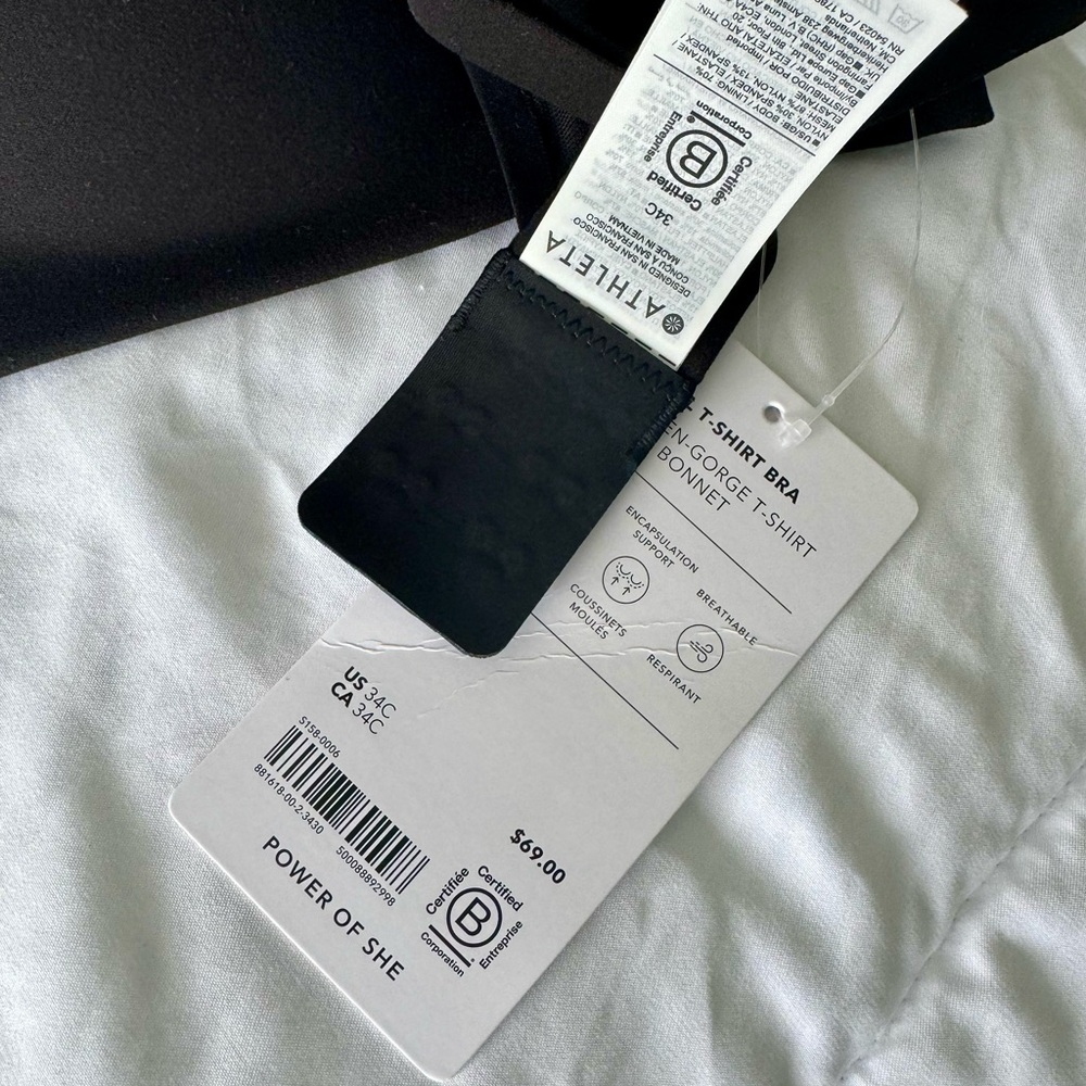 Athleta 34C NWT black T-shirt bra